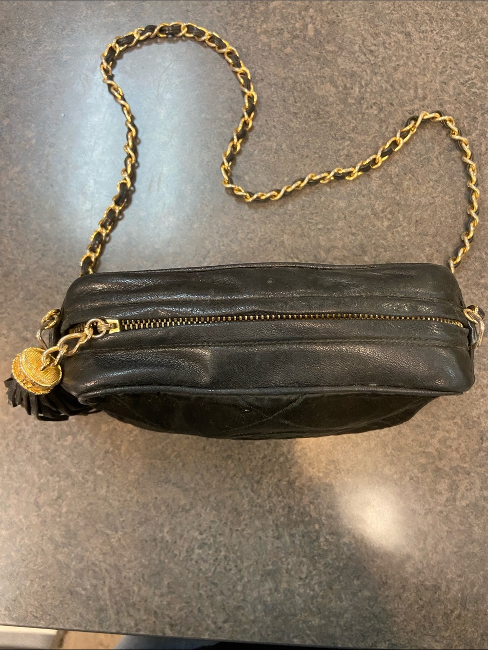 CHANEL Black Quilted Crossbody Bag with Gold Chain and Tassel - Picture 3 of 8